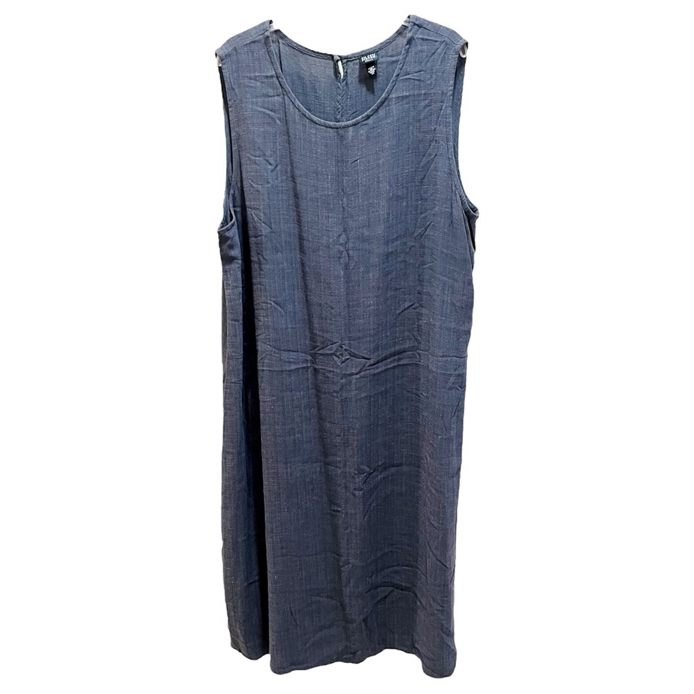 Eileen Fisher Linen Blend Sleeveless Gray-Blue Dress 3X